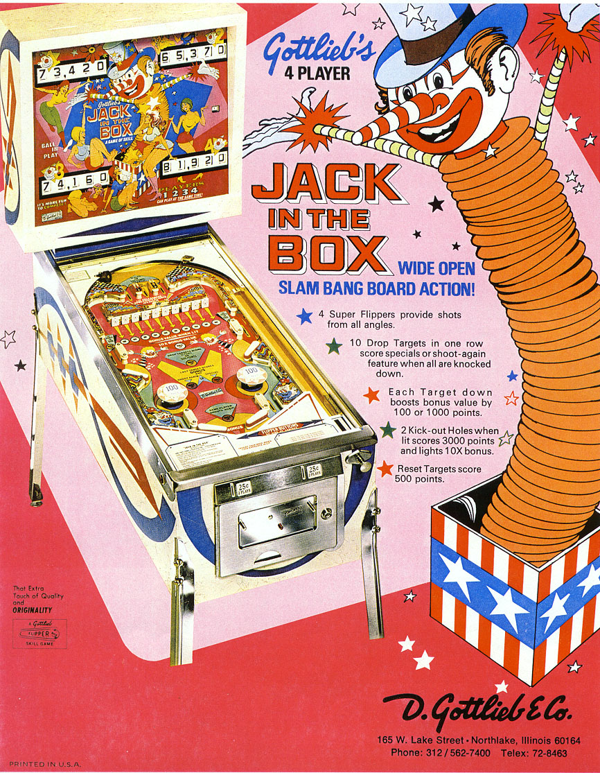 Jack in the Box Pinball Machine Vintage Arcade Superstore