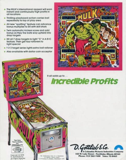 Incredible Hulk Pinball Machine